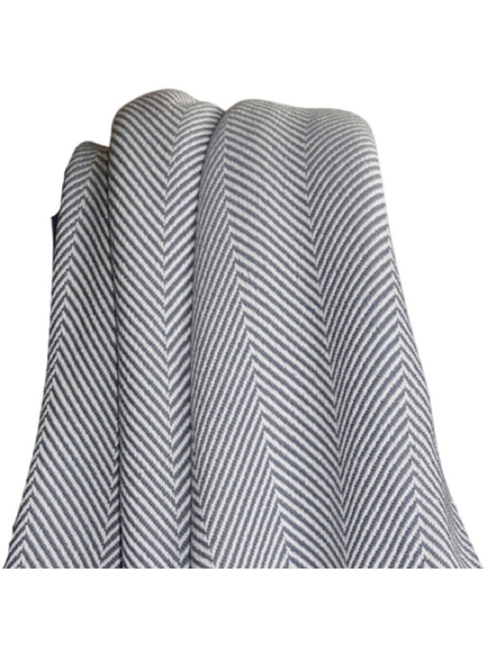 𝅺NWT A Soft Idea Nantucket Herringbone Gray White Cotton Throw Knotted Fringe